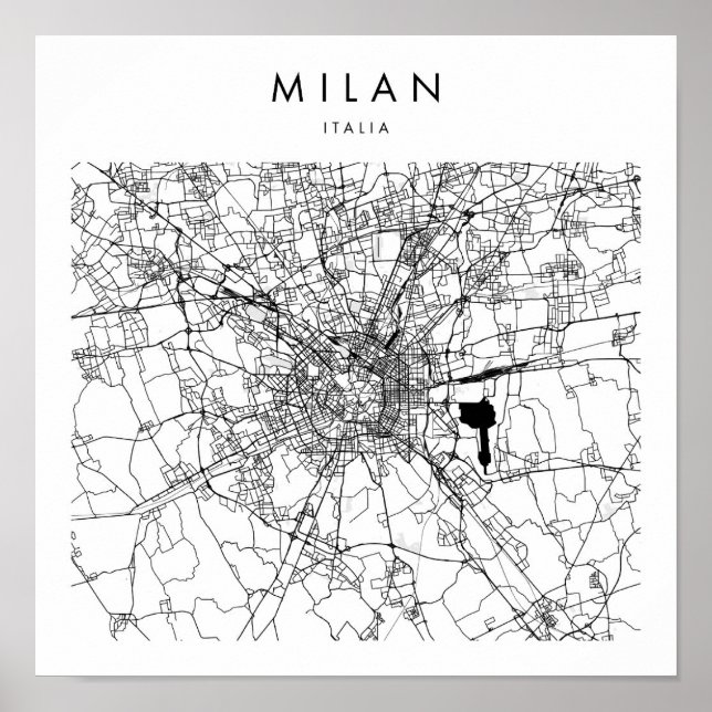 Affiche Milan Italia Minimal Modern Street Map (Devant)