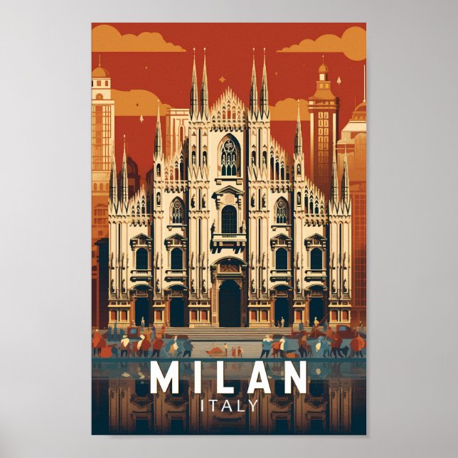 Affiche Milan Italie Duomo di Milano Travel Art Vintage (Devant)