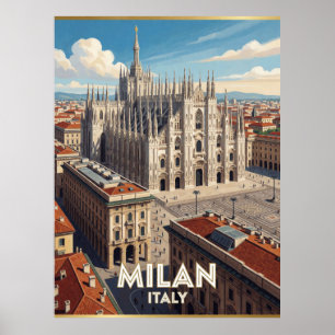 Affiche Milan Italie Duomo Voyage Art 🏛️