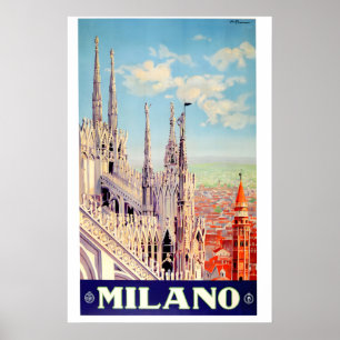 Affiche Milan Italie - Style Rétro Voyage Italien des Anné