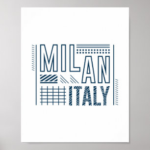 Affiche Milan Italie Typographie Moderne Voyage Graphisme