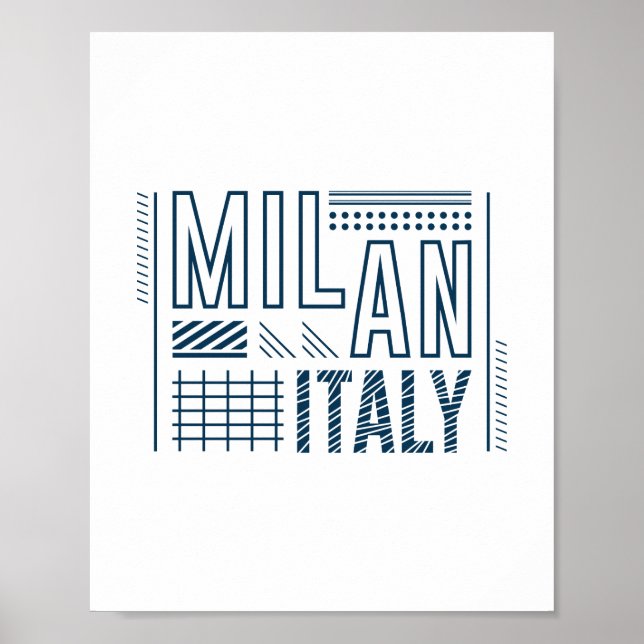 Affiche Milan Italie Typographie Moderne Voyage Graphisme (Devant)