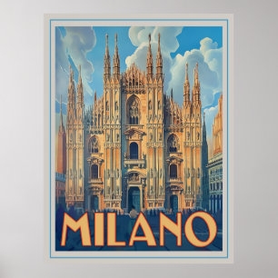 Affiche Milano, Italie Retro