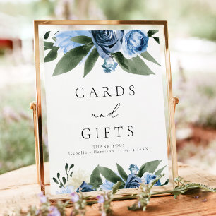 Affiche MILENA Dusty Blue Floral cartes de mariage et cade
