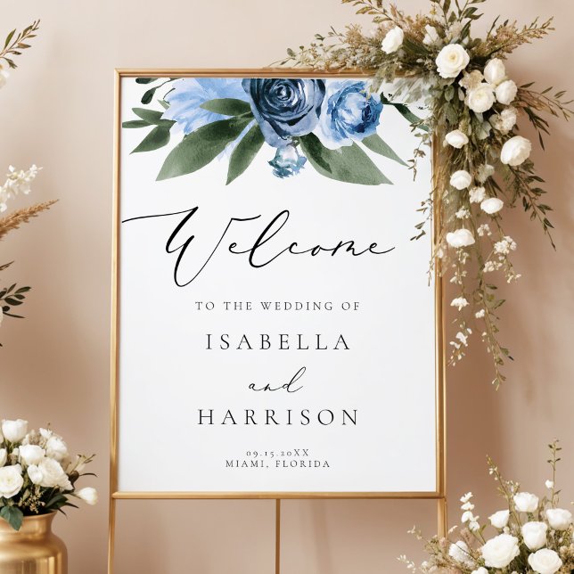 Affiche MILENA Panneau de Bienvenue Mariage Floral Ardoise (Créateur téléchargé)