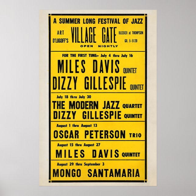 Affiche Miles Davis - Dizzy Gillespie - Mongo Santamaria (Devant)