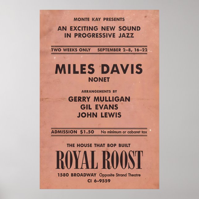 Affiche Miles Davis - Gerry Mulligan - Gil Evans jazz (Devant)