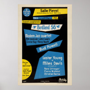 Affiche Miles Davis - Lester Young - Bud Powell - MJQ jazz