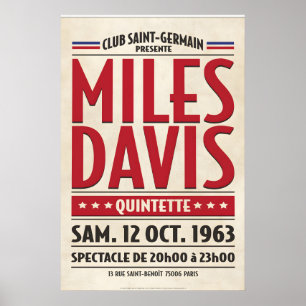 Affiche Miles Davis Live à Paris, conception d'impression 