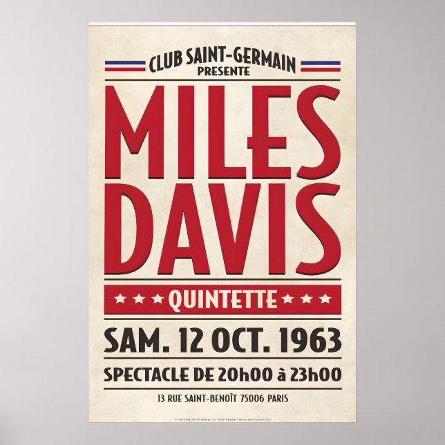 Affiche Miles Davis Live à Paris, conception d'impression  (Devant)