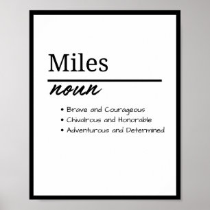 Affiche Miles, Garçon Personnalisé Nom Définition