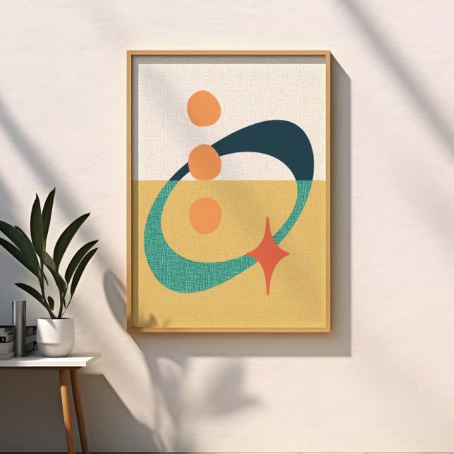 Affiche Milieu du siècle Abstrait Atomique Jaune, Orange,  (Créateur téléchargé)