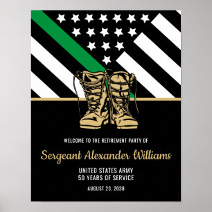 Affiche Militaire Amry Retraite Ligne verte drapeau patrio
