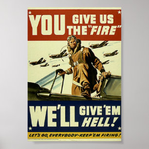 Affiche militaire vintage Give em Hell