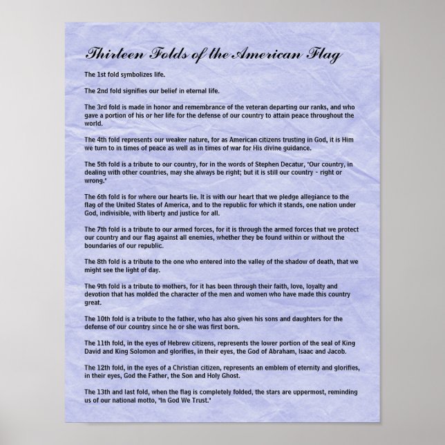 Affiche Military Funeral 13 Folds of the American Flag (Devant)