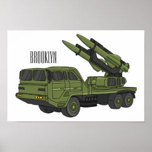 Affiche Military missile truck cartoon illustration