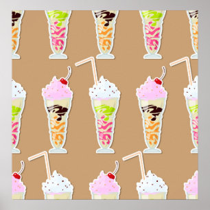 Affiche Milk Shake Fun Design sur Tan