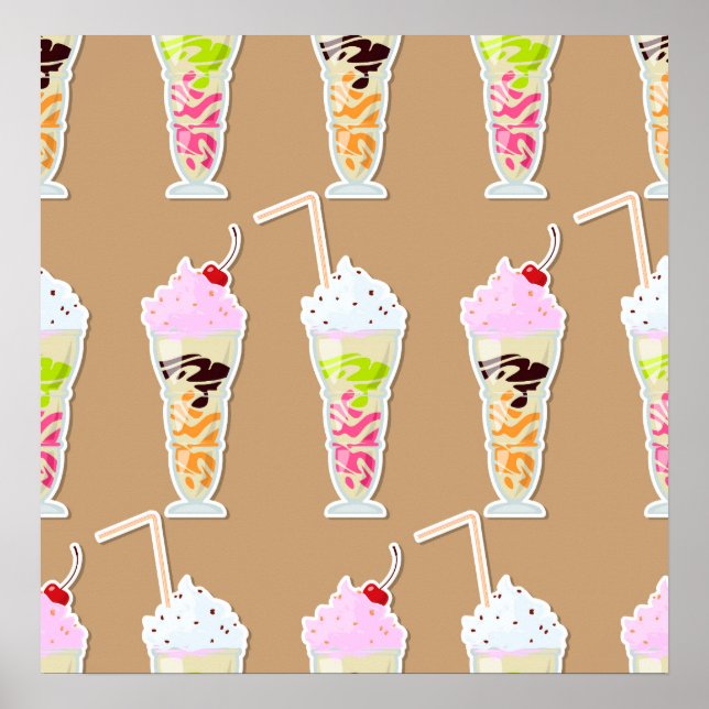 Affiche Milk Shake Fun Design sur Tan (Devant)