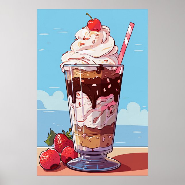 Affiche Milkshake à la crème glacée (Devant)