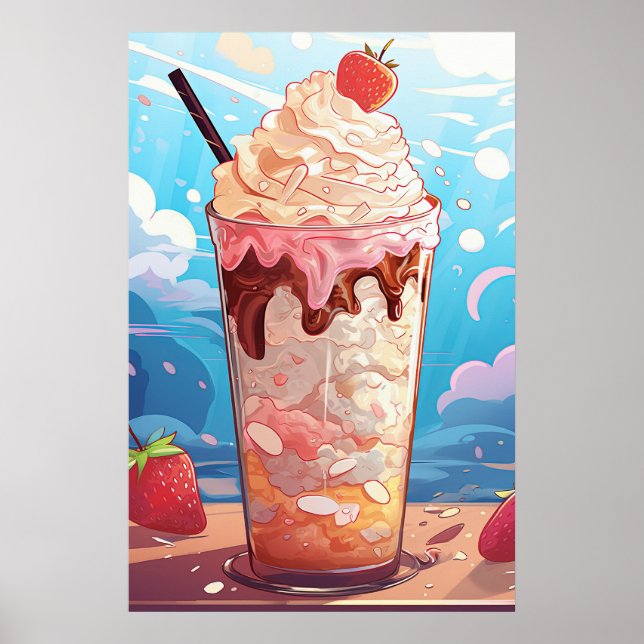 Affiche Milkshake à la crème glacée (Devant)