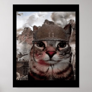Affiche Mille Jardins Stare Drôle Soldat Mème Chat En Batt