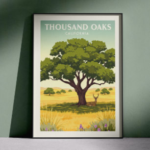 Affiche Mille Oaks Californie vintage