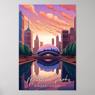 Affiche Millenium Park Chicago Illinois Art voyage vintage