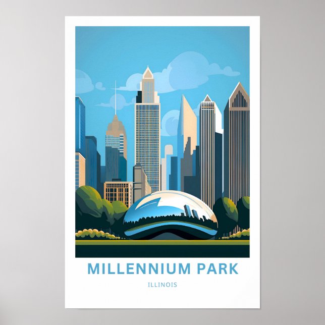 Affiche Millennium Park Illinois Travel Print (Devant)