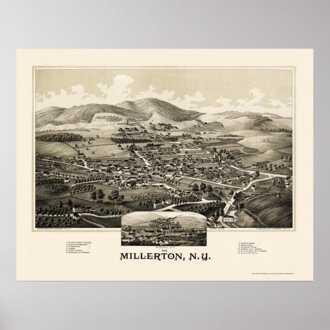 Affiche Millerton Avec Irondale, NY Carte Panoramique - 18 (Devant)