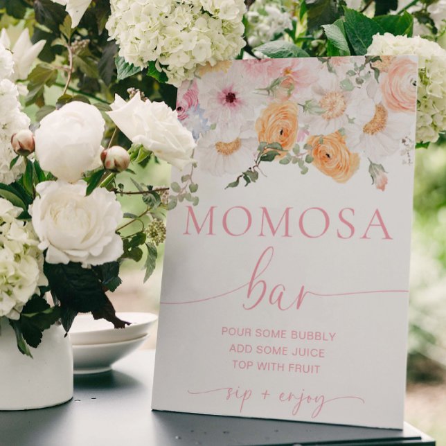 Affiche Millie Floral Baby shower Mom-osa Bar (Mimosa Bar Sign Millie Floral )