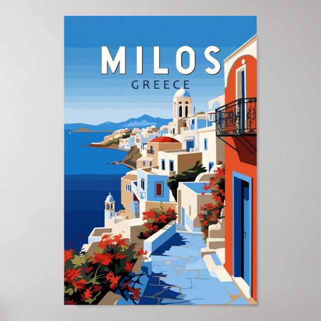 Affiche Milos Grèce Travel Art Vintage (Devant)
