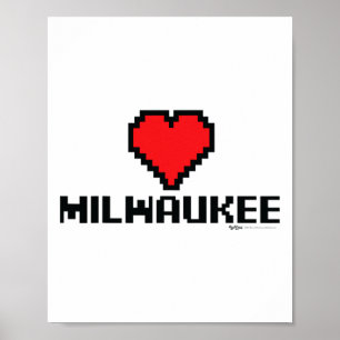 Affiche Milwaukee 8 bits Ville de joueur