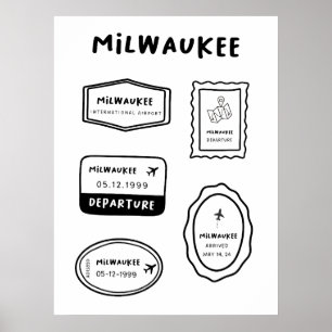 Affiche Milwaukee - Collection de timbres de voyage