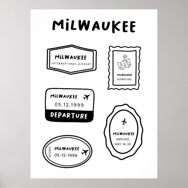 Affiche Milwaukee - Collection de timbres de voyage (Devant)