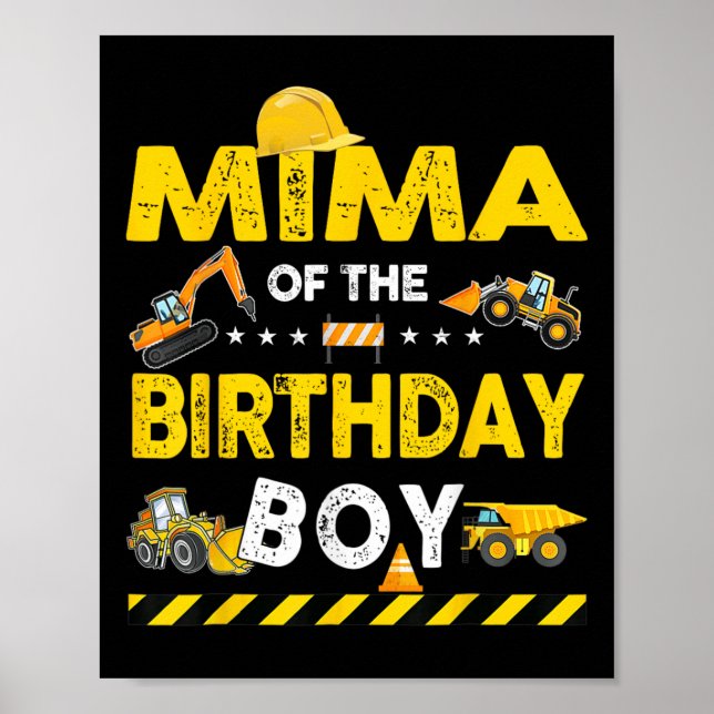 Affiche Mima De L'Anniversaire Boy Construction Ouvrier Na (Devant)