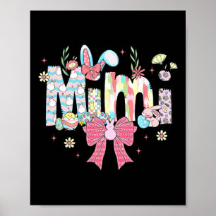 Affiche Mimi Coquette de Pâques Bow Joyeux lapin de Pâques