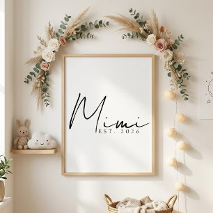 Affiche Mimi intemporelle Année EST Élégante Famille Scrip