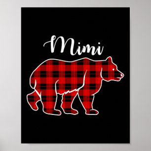 Affiche Mimi Ours Rouge Plaid Costume de Noël assorti