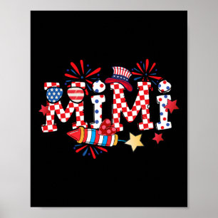 Affiche Mimi Sungles Drapeau Usa Feux D'artifice Patriotiq