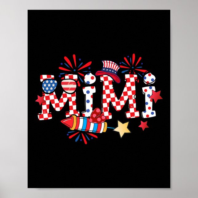 Affiche Mimi Sungles Usa Flag Fireworks Patriotic 4th Of J (Devant)