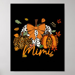 Affiche Mimi Thanksgiving Leopard Citrouille Coquette Bow 