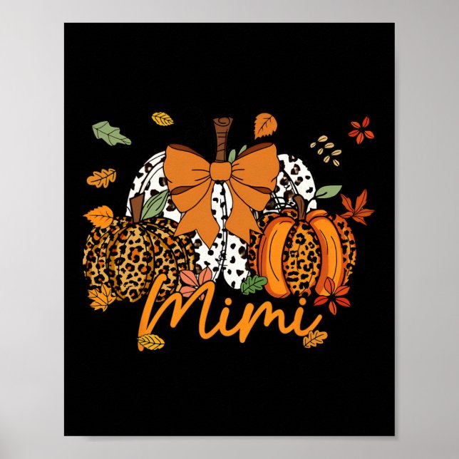 Affiche Mimi Thanksgiving Leopard Citrouille Coquette Bow  (Devant)