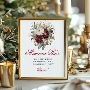 Affiche Mimosa Bar Blush Burgundy Floral Sig Sophistiqué