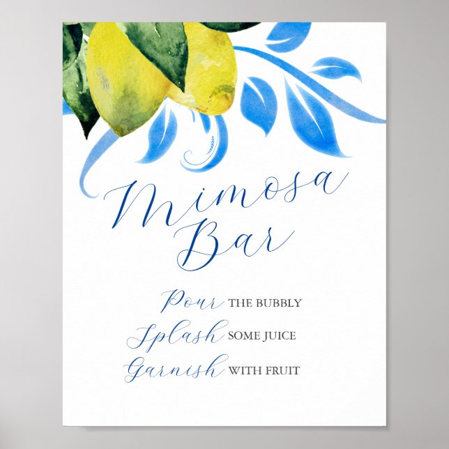 Affiche Mimosa Bar Citron bleu et jaune (Devant)