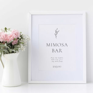 Affiche Mimosa Bar Moderne Mariage Élégant Simple