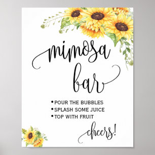 Affiche Mimosa bar sign bridal wedding shower sunflowers