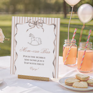 Affiche Mimosa pour Baby Shower Cheval à Bascule Neutre Vi