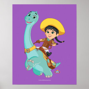Affiche Min & Clover Joyeux Cowgirl & Brontosaurus Ride