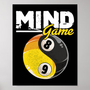 Affiche Mind Game Billard Snooker Cue Stick Pool Billiard