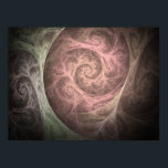 Affiche Mind Over Matter Fractal<br><div class="desc">This abstract spiraling flame fractal features an intricate pattern of muted pink,  cream and green in an almost organic design.</div>